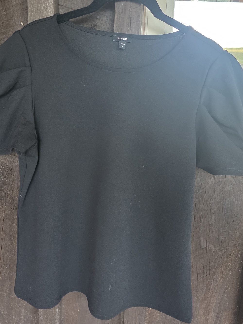 Express Black Crewneck Top with Smooth Knit